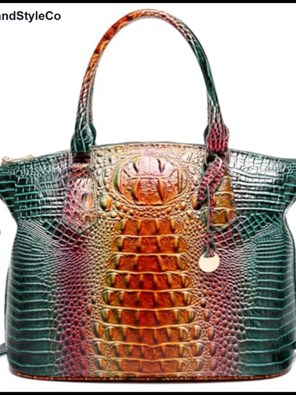 Vegan Leather Crocodile Satchel Purse with Shoulder Strap